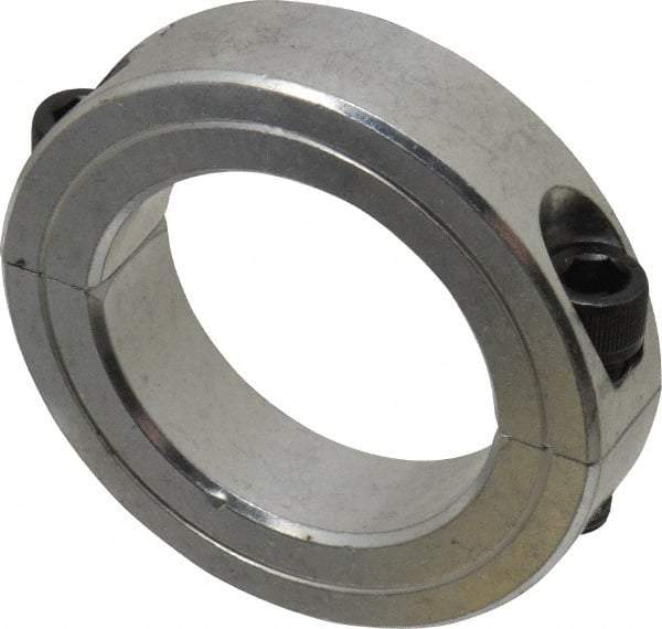 Climax Metal Products - 1-7/8" Bore, Aluminum, Two Piece Two Piece Split Shaft Collar - 2-7/8" Outside Diam, 11/16" Wide - Benchmark Tooling