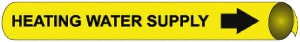 NMC - Pipe Marker with Heating Water Supply Legend and Arrow Graphic - 6 to 8" Pipe Outside Diam, Black on Yellow - Benchmark Tooling