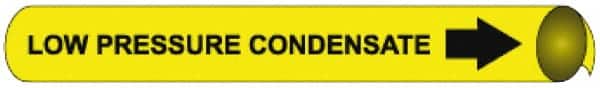 NMC - Pipe Marker with Low Pressure Condensate Legend and Arrow Graphic - 8 to 10" Pipe Outside Diam, Black on Yellow - Benchmark Tooling