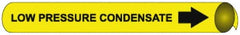 NMC - Pipe Marker with Low Pressure Condensate Legend and Arrow Graphic - 8 to 10" Pipe Outside Diam, Black on Yellow - Benchmark Tooling