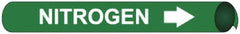 NMC - Pipe Marker with Nitrogen Legend and Arrow Graphic - 8 to 10" Pipe Outside Diam, White on Green - Benchmark Tooling