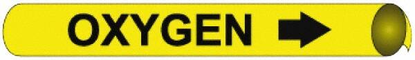 NMC - Pipe Marker with Oxygen Legend and Arrow Graphic - 4-5/8 to 5-7/8" Pipe Outside Diam, Black on Yellow - Benchmark Tooling