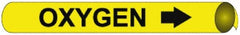 NMC - Pipe Marker with Oxygen Legend and Arrow Graphic - 4-5/8 to 5-7/8" Pipe Outside Diam, Black on Yellow - Benchmark Tooling