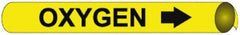 NMC - Pipe Marker with Oxygen Legend and Arrow Graphic - 2-1/2 to 3-1/4" Pipe Outside Diam, Black on Yellow - Benchmark Tooling