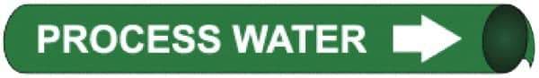NMC - Pipe Marker with Process Water Legend and Arrow Graphic - 8 to 10" Pipe Outside Diam, White on Green - Benchmark Tooling
