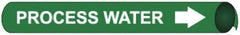 NMC - Pipe Marker with Process Water Legend and Arrow Graphic - 8 to 10" Pipe Outside Diam, White on Green - Benchmark Tooling