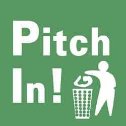 NMC - Restroom, Janitorial & Housekeeping Label - Legend: Pitch in!, English, Green & White, 4" Long x 4" High, Sign Muscle Finish - Benchmark Tooling