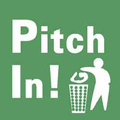 NMC - Restroom, Janitorial & Housekeeping Label - Legend: Pitch in!, English, Green & White, 4" Long x 4" High, Sign Muscle Finish - Benchmark Tooling