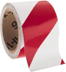 NMC - Red & Silver Striped Vinyl Tape - 3" Wide x 30' Long x 0.002" Thick, General Traffic - Benchmark Tooling