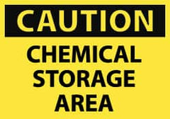 NMC - Hazardous Materials Label, Header: CAUTION - Legend: Caution - Chemical Storage Area, English, Black & Yellow, 5" Long x 3" High, Sign Muscle Finish - Benchmark Tooling