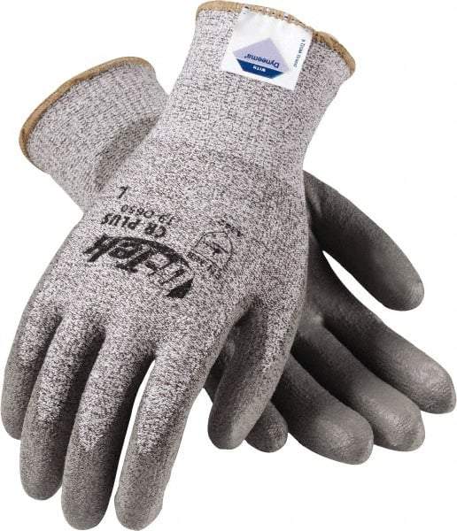 PIP - Size S (7), ANSI Cut Lvl 2, Puncture Lvl 2, Abrasion Lvl 4, Polyurethane Coated Cut Resistant Gloves - Palm & Fingers Coated, Dyneema/Nylon/Lycra Lining, Knit Wrist, Gray, Paired - Benchmark Tooling