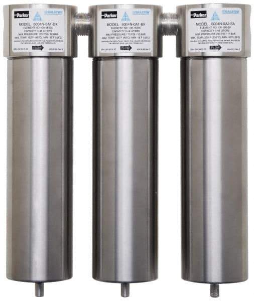 Parker - 1/2" Port, 10" High x 10" Wide, FRL Filter with Stainless Steel Bowl & Automatic Drain - 175 Max psi, 120°F Max - Benchmark Tooling