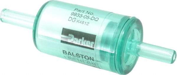 Parker - 1/4" Outlet, 125 Max psi, Inline Filters, Regulators & Lubricators - 10.1 CFM, Disposable Gas or Liquid Filter, 3-1/4" Long - Benchmark Tooling