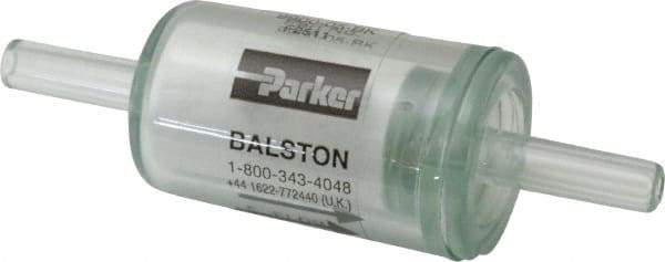 Parker - 1/4" Outlet, 125 Max psi, Inline Filters, Regulators & Lubricators - 6.6 CFM, Disposable Gas or Liquid Filter, 3-1/4" Long - Benchmark Tooling