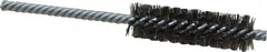 Weiler - 3/4" Diam Helical Steel Tube Brush - Double Spiral, 0.006" Filament Diam, 2-1/2" Brush Length, 5-1/2" OAL, 1/4" Diam Shank - Benchmark Tooling