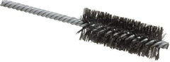 Weiler - 1" Diam Helical Steel Tube Brush - Double Spiral, 0.006" Filament Diam, 2-1/2" Brush Length, 5-1/2" OAL, 1/4" Diam Shank - Benchmark Tooling