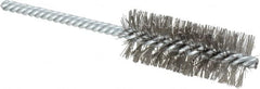 Weiler - 1" Diam Helical Stainless Steel Tube Brush - Double Spiral, 0.0104" Filament Diam, 2-1/2" Brush Length, 5-1/2" OAL, 1/4" Diam Shank - Benchmark Tooling