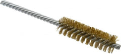 Weiler - 3/4" Diam Helical Brass Tube Brush - Double Spiral, 0.006" Filament Diam, 2-1/2" Brush Length, 5-1/2" OAL, 1/4" Diam Shank - Benchmark Tooling