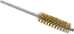 Weiler - 5/8" Diam Helical Brass Tube Brush - Double Spiral, 0.008" Filament Diam, 2" Brush Length, 5-1/2" OAL, 7/32" Diam Shank - Benchmark Tooling