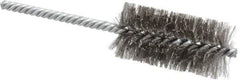 Weiler - 1-1/4" Diam Helical Stainless Steel Tube Brush - Double Spiral, 0.006" Filament Diam, 2-1/2" Brush Length, 5-1/2" OAL, 1/4" Diam Shank - Benchmark Tooling