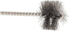 Weiler - 1-1/2" Diam Helical Steel Tube Brush - 0.0104" Filament Diam, 1" Brush Length, 3-1/2" OAL, 1/4" Diam Stainless Steel Shank - Benchmark Tooling