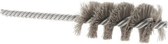 Weiler - 1-1/8" Diam Helical Nylon Tube Brush - Single Spiral, 0.012" Filament Diam, 2-1/2" Brush Length, 5-1/2" OAL, 1/4" Diam Shank - Benchmark Tooling