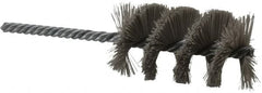Weiler - 1-1/2" Diam Helical Nylon Tube Brush - Single Spiral, 0.012" Filament Diam, 2-1/2" Brush Length, 5-1/2" OAL, 1/4" Diam Shank - Benchmark Tooling