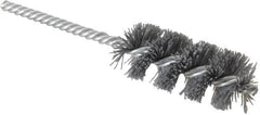 Weiler - 1-1/8" Diam Helical Nylon Tube Brush - Single Spiral, 0.022" Filament Diam, 2-1/2" Brush Length, 5-1/2" OAL, 1/4" Diam Shank - Benchmark Tooling