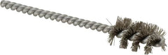 Weiler - 9/16" Diam Helical Stainless Steel Tube Brush - 0.0104" Filament Diam, 1" Brush Length, 3-1/2" OAL, 3/16" Diam Stainless Steel Shank - Benchmark Tooling