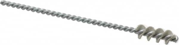Weiler - 0.385" Diam Helical Nylon Tube Brush - 0.012" Filament Diam, 1" Brush Length, 5" OAL, 0.147" Diam Shank - Benchmark Tooling