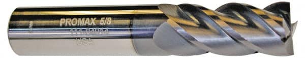 ProMax - 9/16", 1-1/4" LOC, 9/16" Shank Diam, 3-1/2" OAL, 4 Flute, Solid Carbide Square End Mill - Benchmark Tooling