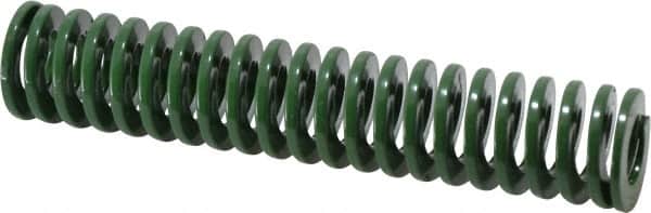 Dayton Lamina - 1" Hole Diam, 1/2" Rod Diam, 5" Free Length, Green Die Spring - 9.6 Lb Max Deflection, 2" Max Deflection, Light Duty, Chromium Vanadium Steel - Benchmark Tooling