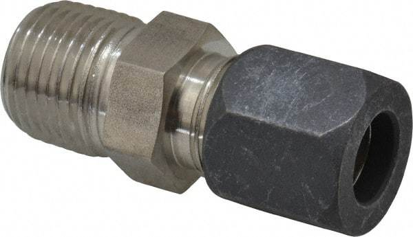 Made in USA - 1/2" OD, Grade 316Stainless Steel Male Connector - -75 to 750°F, 7/8" Hex, Comp x MPT Ends - Benchmark Tooling