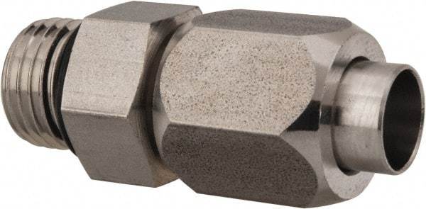 Made in USA - 3/8" Tube OD, 37° Stainless Steel Flared Tube Male Connector - 9/16-18 UNF, Flared to Male SAE O-Ring Ends - Benchmark Tooling