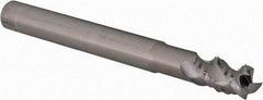 Iscar - 1/4" Diam, Coarse Pitch, 3/8" LOC, 3 Flute Solid Carbide 0.008" Corner Radius Roughing End Mill - Uncoated, 2-1/2" OAL, 1/4" Shank Diam, Single End, Extended Reach, 45° Helix - Benchmark Tooling