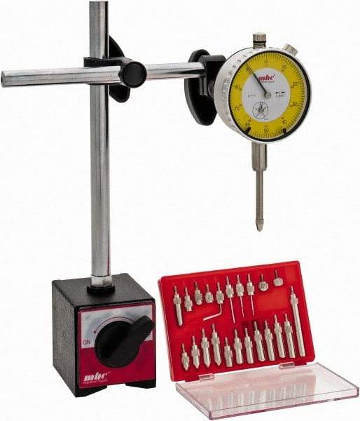 Value Collection - 0.001" Graduation, Indicator & Base Kit - 0.001 Inch Graduation, Includes Indicator, Magnetic Base, Point Set - Benchmark Tooling