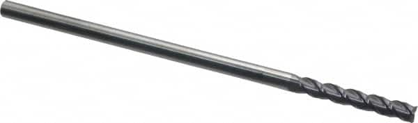 Accupro - 1/4", 1-1/2" LOC, 1/4" Shank Diam, 6" OAL, 3 Flute, Solid Carbide Square End Mill - Single End, AlTiN Finish, Spiral Flute, 40° Helix, Centercutting, Right Hand Cut, Right Hand Flute - Benchmark Tooling