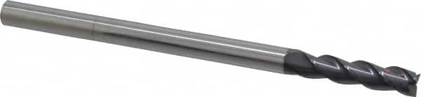 Accupro - 3/8", 1-1/2" LOC, 3/8" Shank Diam, 6" OAL, 3 Flute, Solid Carbide Square End Mill - Single End, AlTiN Finish, Spiral Flute, 40° Helix, Centercutting, Right Hand Cut, Right Hand Flute - Benchmark Tooling
