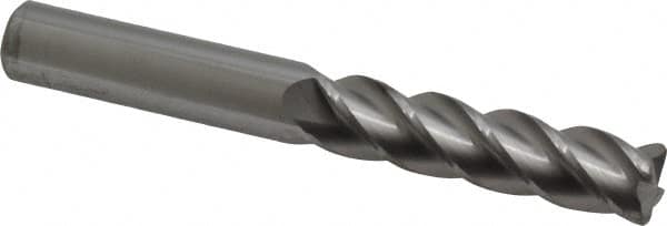 Accupro - 1/2", 4 Flute, Single End, Solid Carbide, 0.06" Corner Radius End Mill - 4" OAL, 40° Helix, Right Hand Flute, 2" LOC, Right Hand Cut - Benchmark Tooling