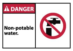 NMC - Restroom, Janitorial & Housekeeping Label, Header: DANGER - Legend: Danger - Non-Potable Water, English, Red, Black & White, 5" Long x 3" High, Sign Muscle Finish - Benchmark Tooling