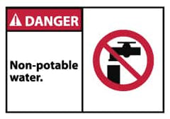 NMC - Restroom, Janitorial & Housekeeping Label, Header: DANGER - Legend: Danger - Non-Potable Water, English, Red, Black & White, 5" Long x 3" High, Sign Muscle Finish - Benchmark Tooling