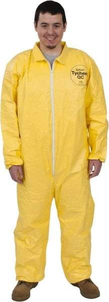 Dupont - Size M PE Film Chemical Resistant Coveralls - Yellow, Zipper Closure, Elastic Cuffs, Elastic Ankles, Serged Seams - Benchmark Tooling
