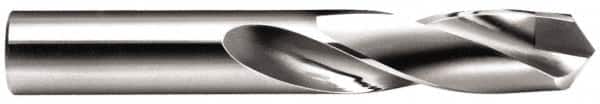 Made in USA - 12mm 118° Spiral Flute Carbide-Tipped Screw Machine Drill Bit - Bright Finish, Right Hand Cut, 2-13/64" Flute Length, 3-45/64" OAL, Standard Point, Straight Shank - Benchmark Tooling