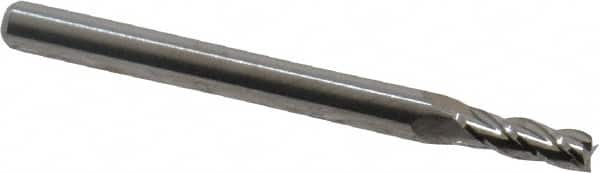M.A. Ford - 0.1", 0.3" LOC, 1/8" Shank Diam, 1-1/2" OAL, 4 Flute, Solid Carbide Square End Mill - Single End, Uncoated, Spiral Flute, 30° Helix, Centercutting, Right Hand Cut, Right Hand Flute, Series 111 - Benchmark Tooling