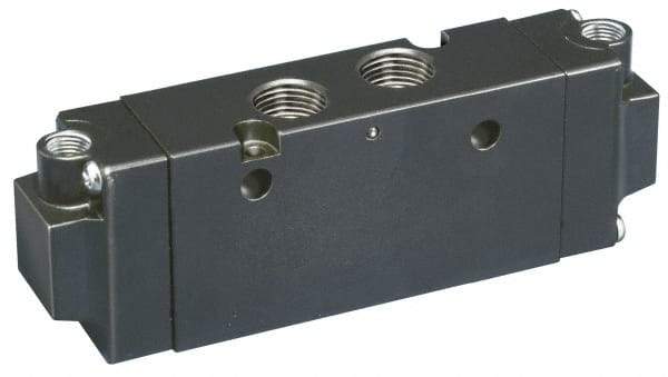 Parker - 4-Way Body Ported Stacking Solenoid Valve - 24 VDC, 2.7 CV Rate, 5.59" Long - Benchmark Tooling
