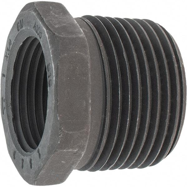 Made in USA - Size 1 x 3/4", Class 3,000, Forged Carbon Steel Black Pipe Hex Bushing - 3,000 psi, Threaded End Connection - Benchmark Tooling