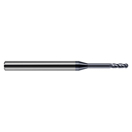 0.025″ Dia. × 1/8″ Shank × 0.075″ DOC × 1-1/2″ OAL, Carbide AlTiN, Standard , 4 Flute, Ballnose End Mill - Exact Industrial Supply