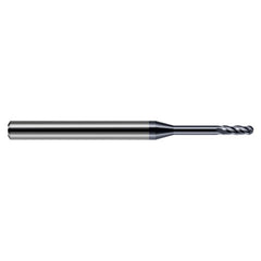 0.025″ Dia. × 1/8″ Shank × 0.075″ DOC × 1-1/2″ OAL, Carbide AlTiN, Standard , 4 Flute, Ballnose End Mill - Exact Industrial Supply