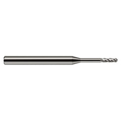 1/32″ Dia. × 1/8″ Shank × 3/32″ DOC × 1-1/2″ OAL, Carbide Uncoated, Standard , 4 Flute, Ballnose End Mill - Exact Industrial Supply