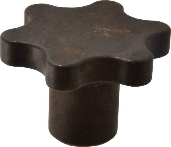 Made in USA - 3" Head Diam, 6 Point Scalloped Knob - 5/8-11 Hole, Steel - Benchmark Tooling